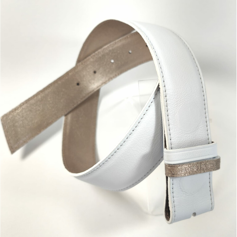 Ceinture reversible femme Dorée / Blanc
